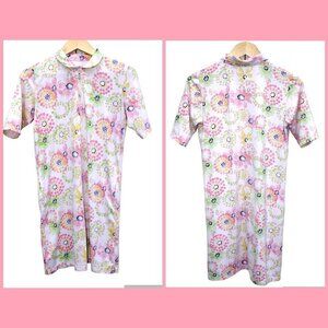 SANSOLEIL Sol style Cool Zip Mock Pink & Green Floral Golf Dress Size Small